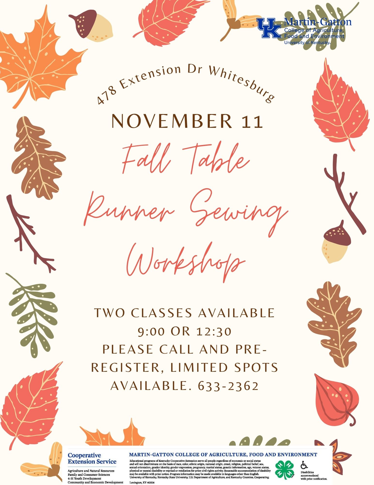 Fall Table Runner Sewing Workshop