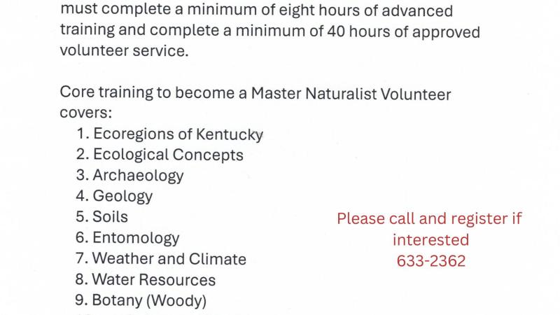 Ky Master Naturalist Volunteer Program